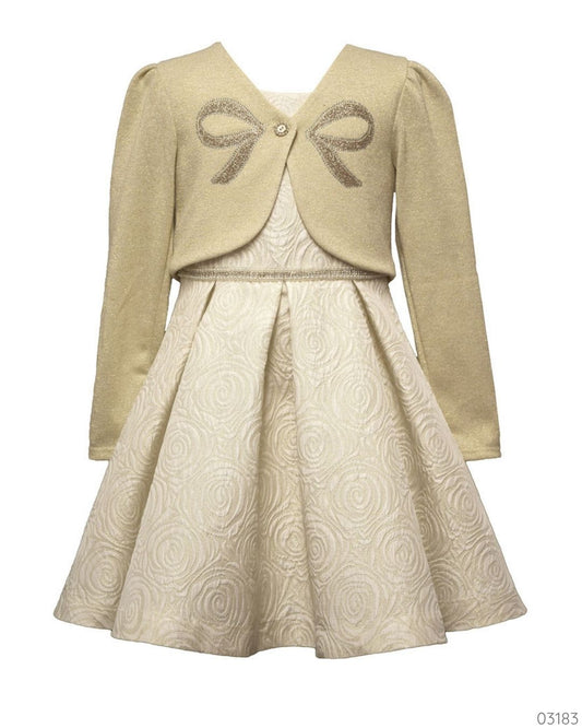 VESTIDO DORADO CON CHALECO