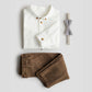 TRAJE H&M FORM CAMISA BLANCA PANTALON CAFE