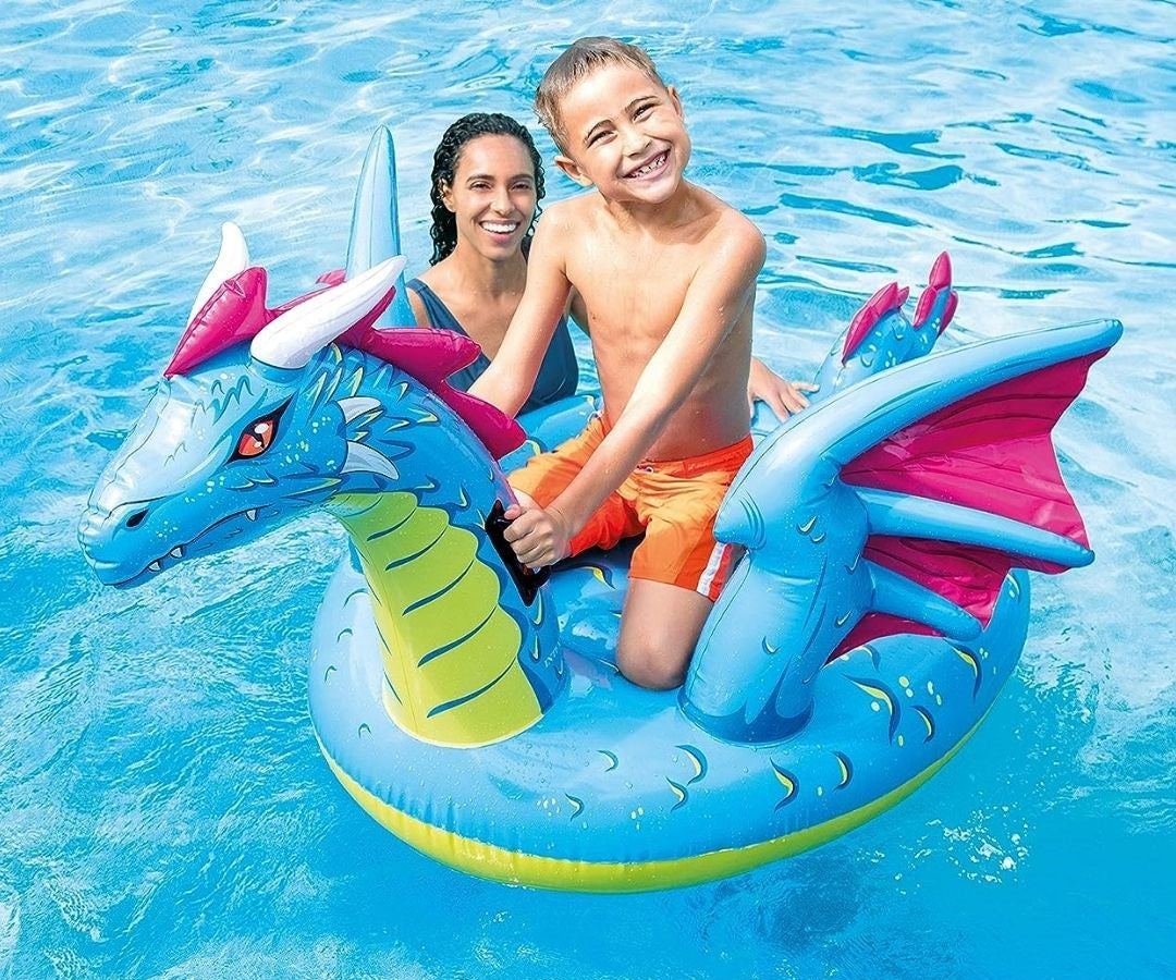 FLOTADOR GRANDE DRAGON AZUL INTEX 79" x 75"