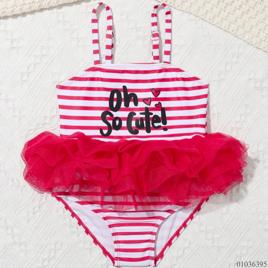 TRAJE BAÑO SHEIN ROJO BLANCO SO CUTE TUTU