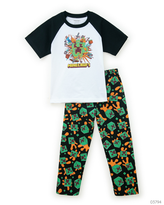 PIJAMA MINECRAFT NEGRO BLANCO