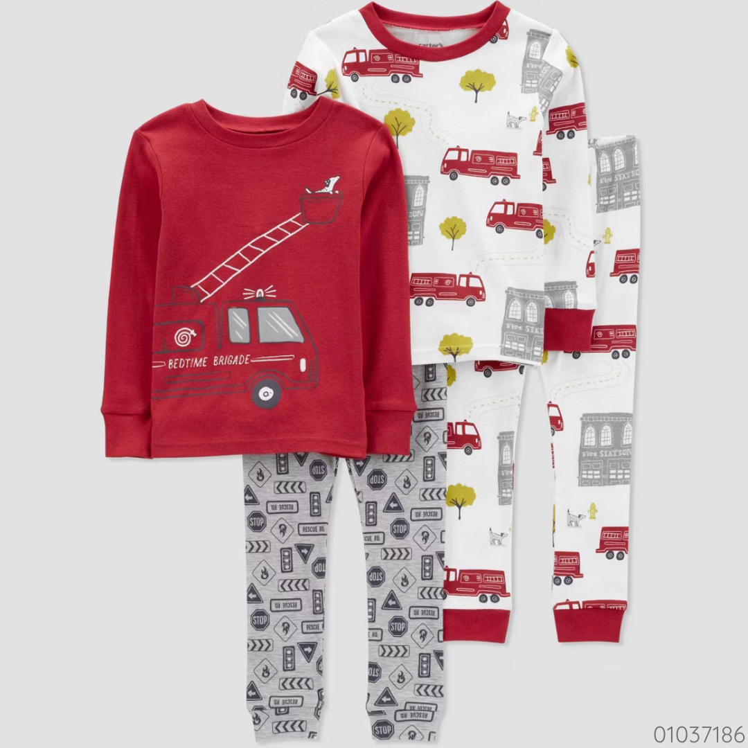 PIJAMA 2 PZ ROJO BOMBERO CARTERS