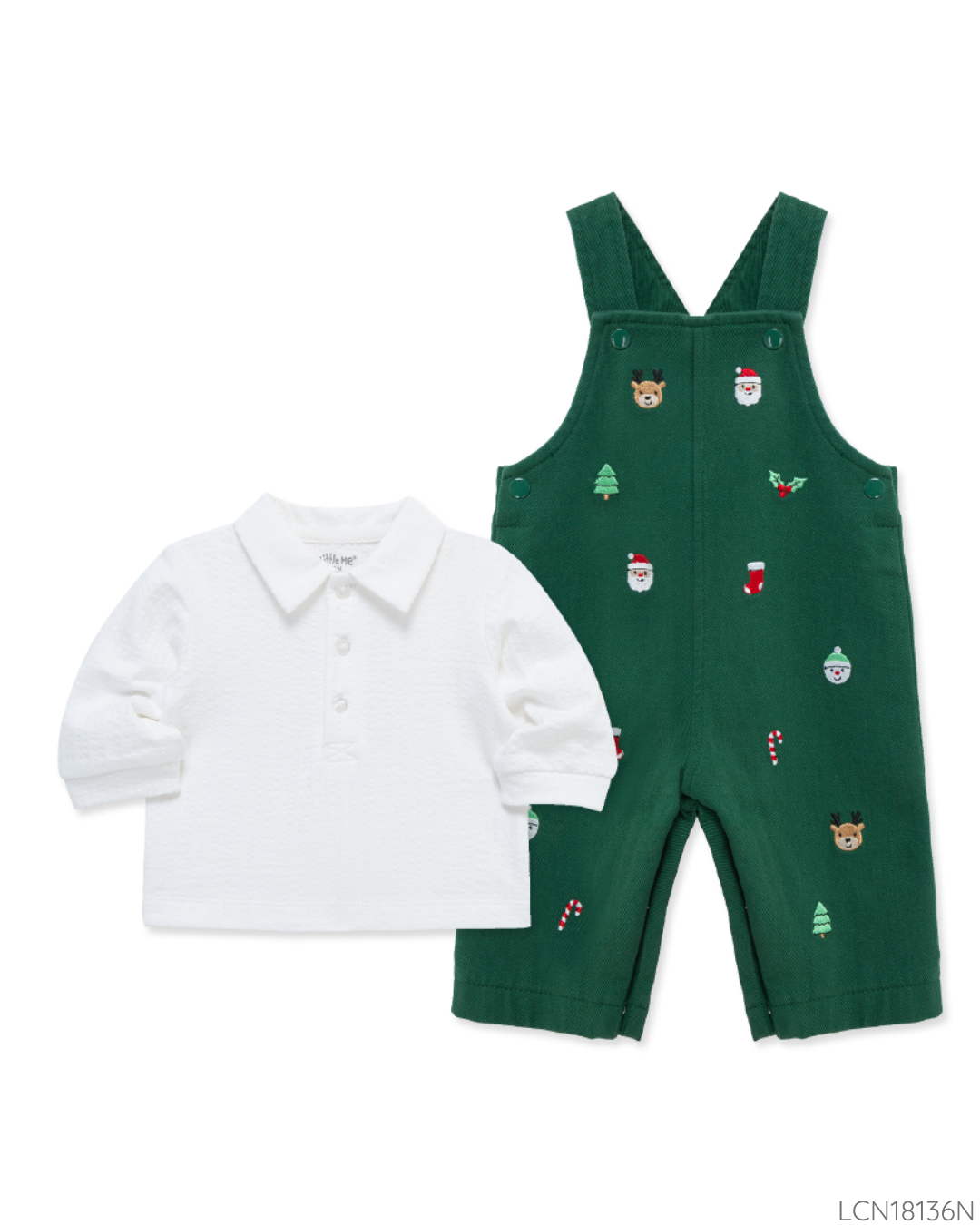 OVERALL VERDE NAVIDEÑO CON CAMISA