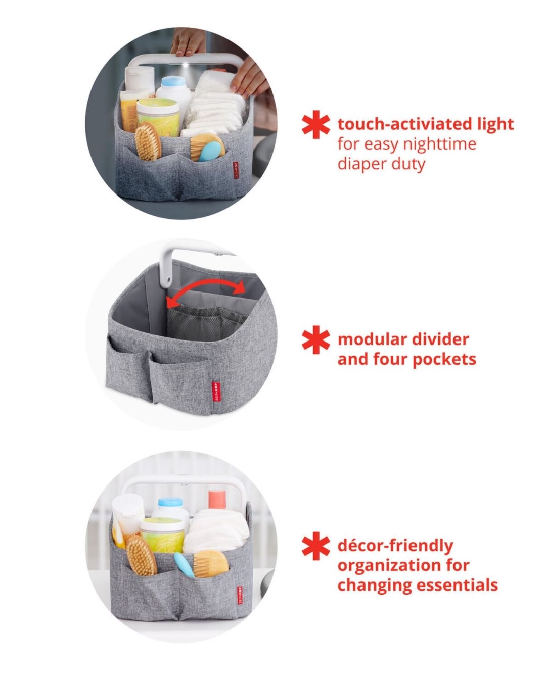 ORGANIZADOR DE PAÑALES ILUMINACION GRIS