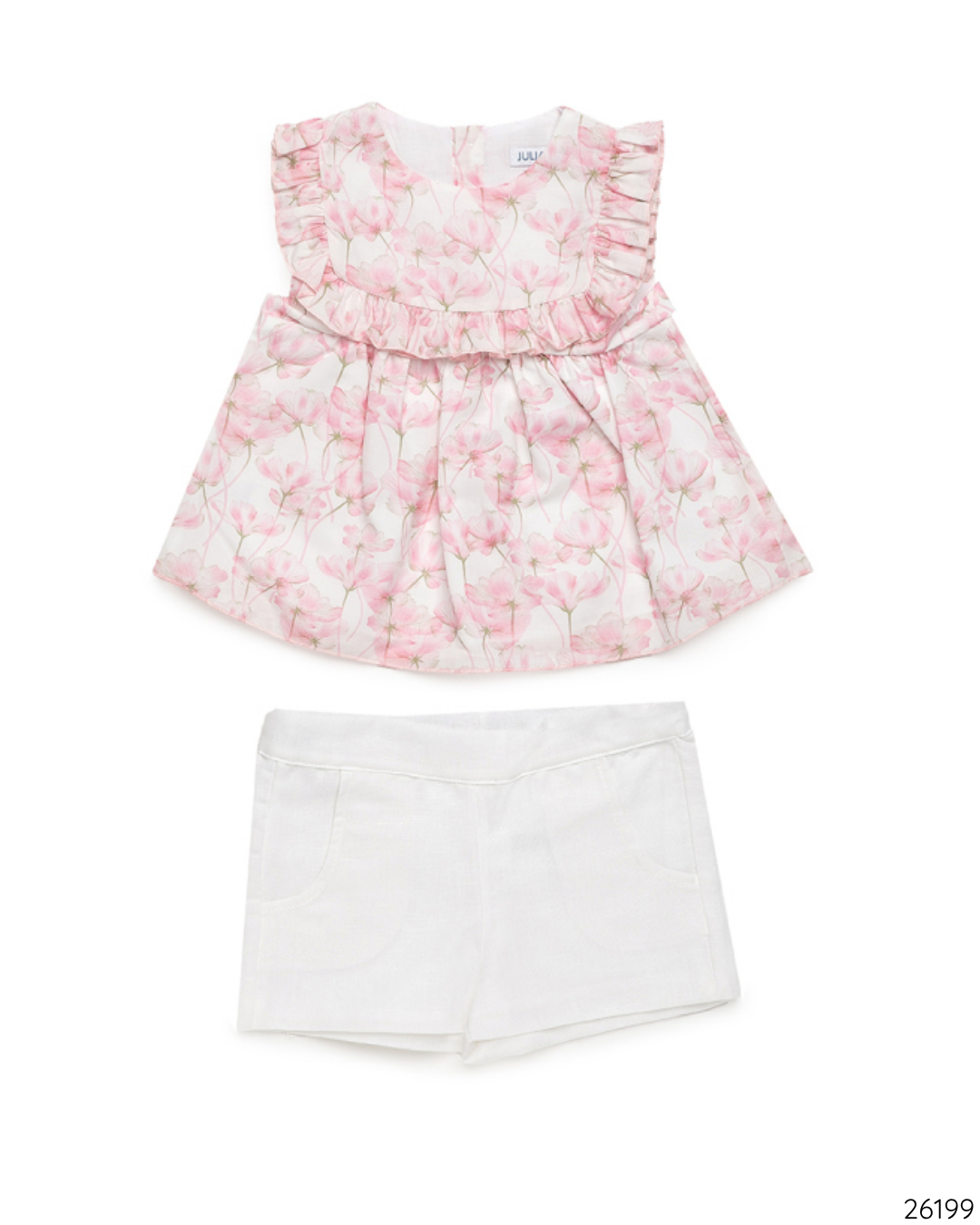 CONJUNTO SHORT CAMISA NIÑA FLORES GRANDES