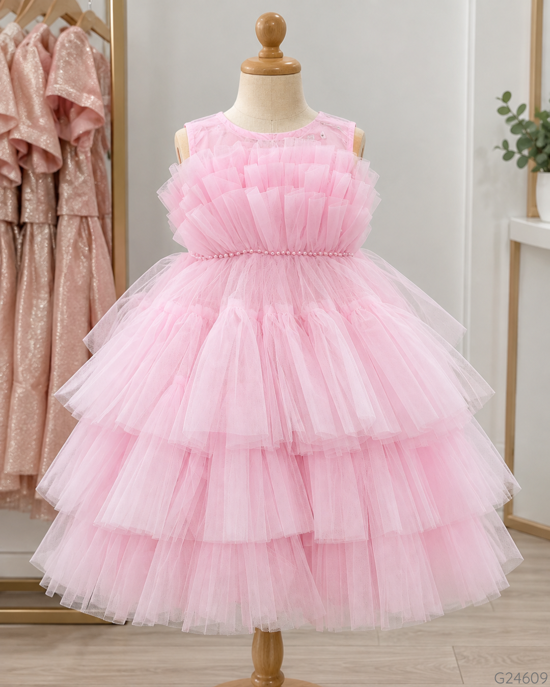 VESTIDO ELEGANTE ROSA SUAVE