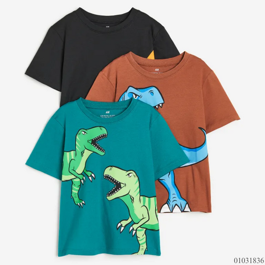 CAMISAS 3 PZS DINOSAURIOS H&M