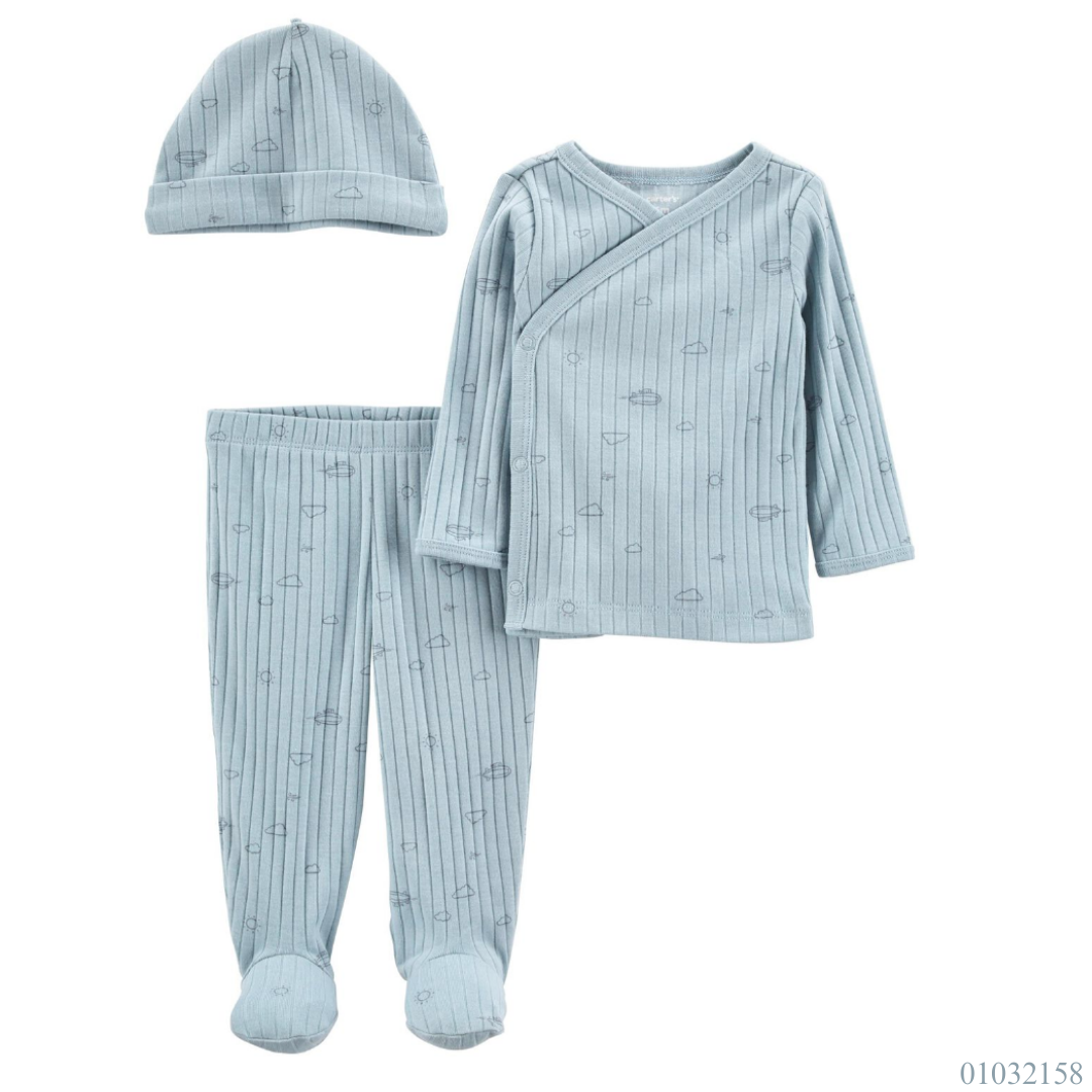 TRAJE CARTERS NIÑO 3 PZS AZUL CON GORRO