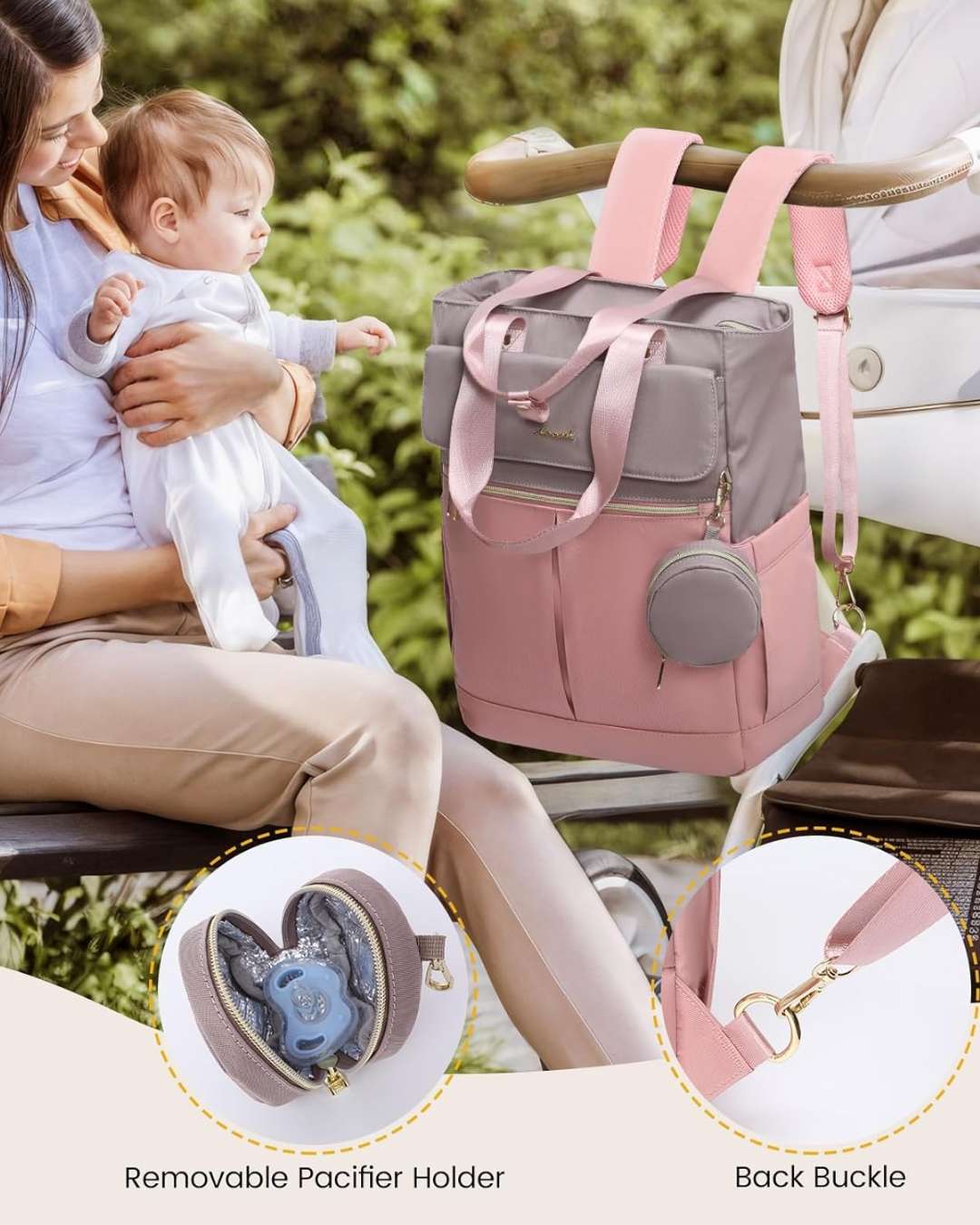 PAÑALERA LOVEVOOK CON CAMBIADOR ROSADO GRIS