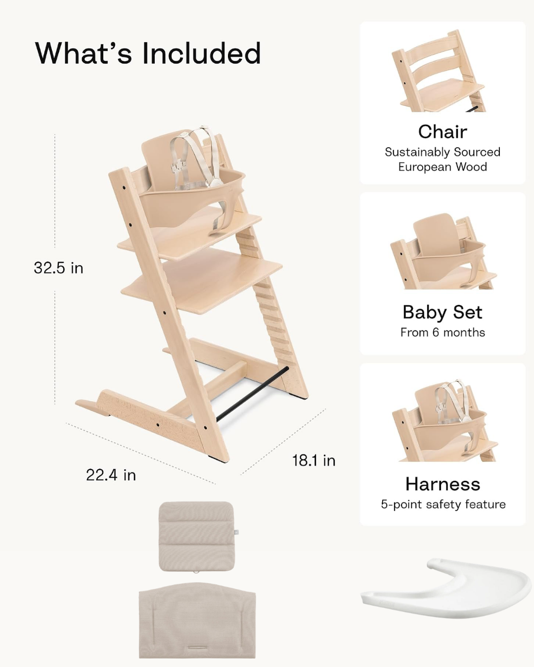 SILLA STOKKE TRIPP TRAPP ROSADA COJIN Y BANDEJA