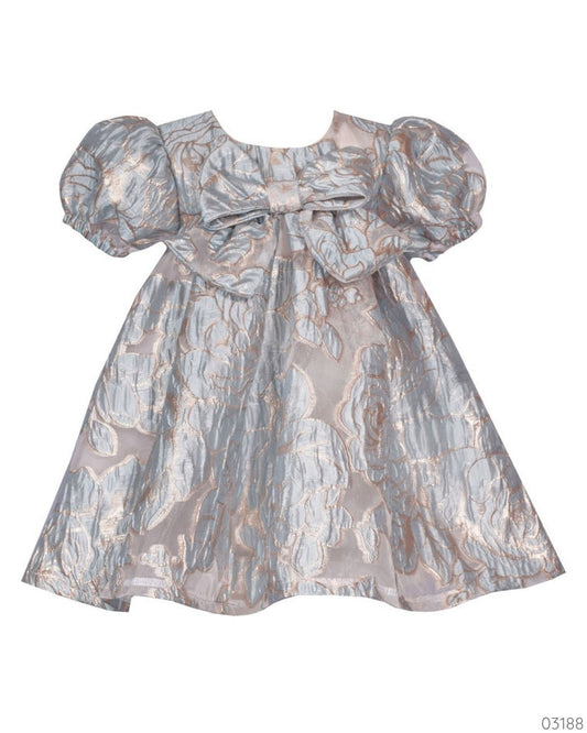 VESTIDO AZUL DORADO CON CHONGO