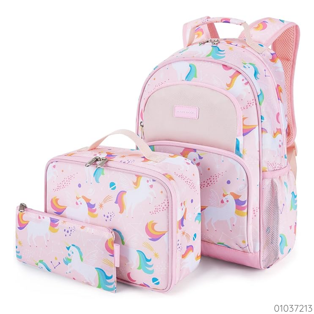 SET MOCHILA ROSADO UNICORNIO