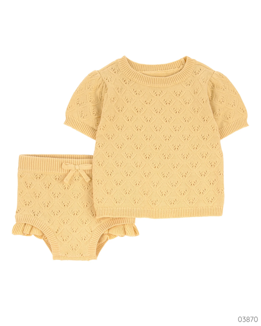 TRAJE 2 PZS AMARILLO BORDADO