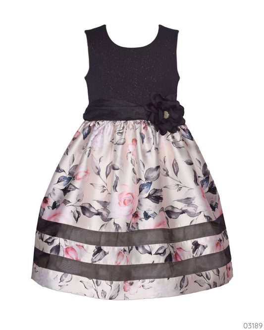 VESTIDO FLOREADO SIN MANGAS NEGRO