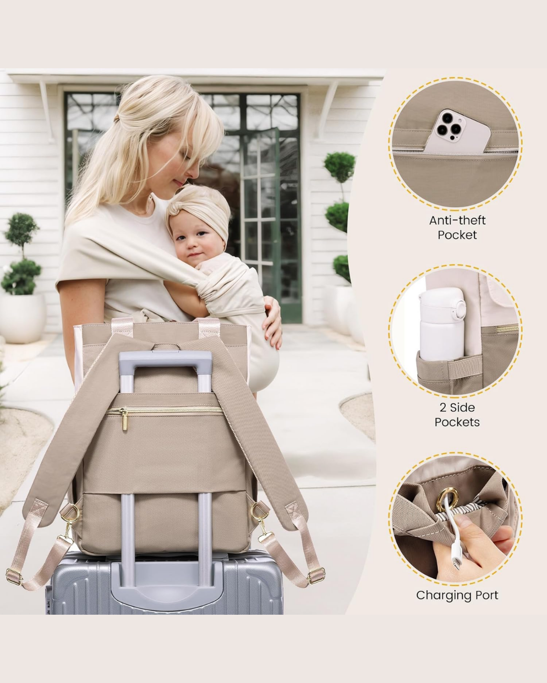 PAÑALERA LOVEVOOK CON CAMBIADOR BEIGE CAFE