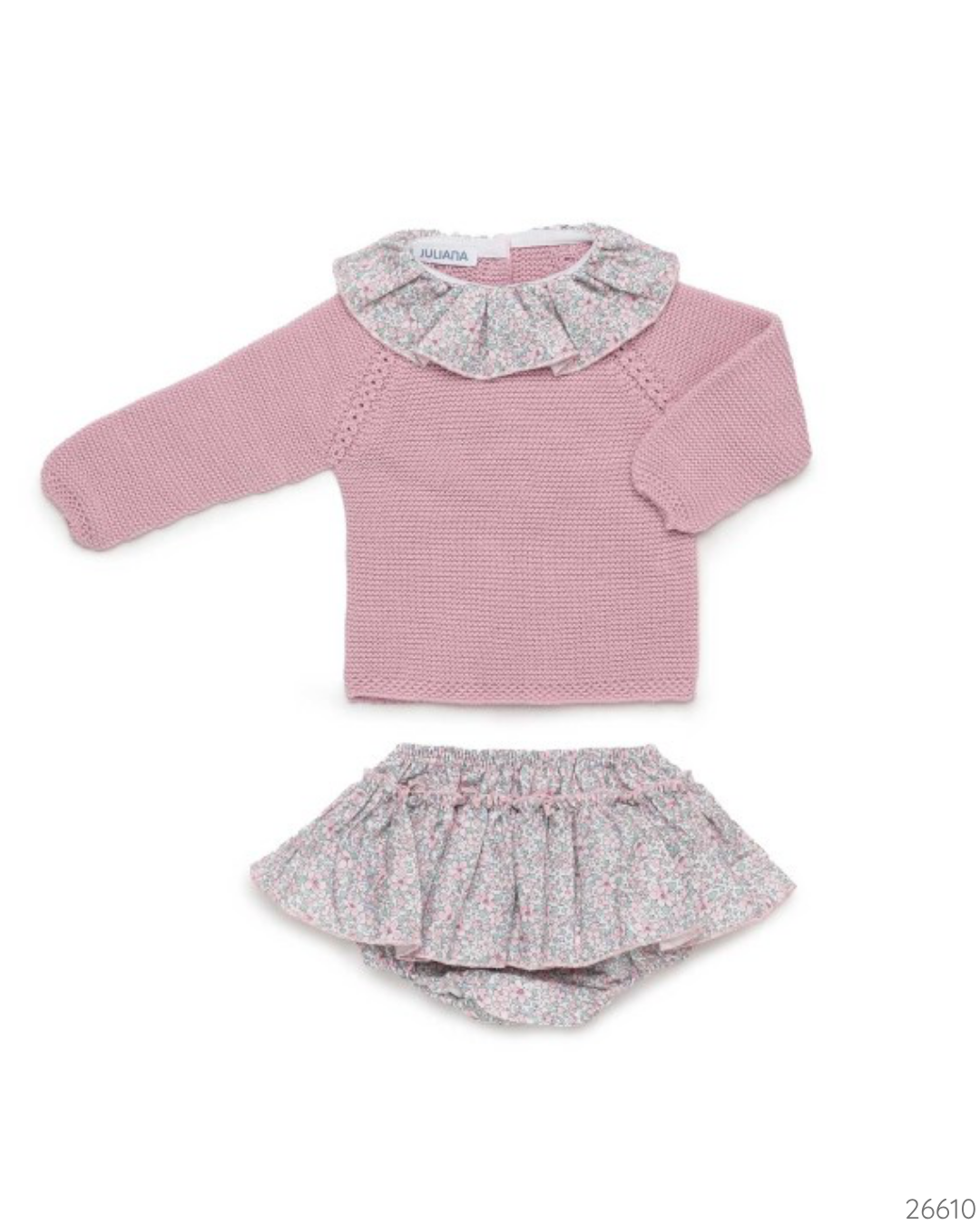 CONJUNTO TEJIDO ROSA SUAVE FLORES