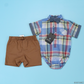 TRAJE NIÑO CAMISA FORMAL SHORT CAFÉ