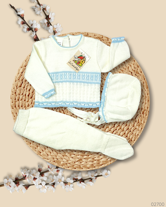 TRAJE TEJIDO BLANCO AZUL