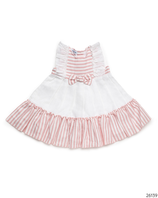 VESTIDO RAYAS ROSA BLANCO