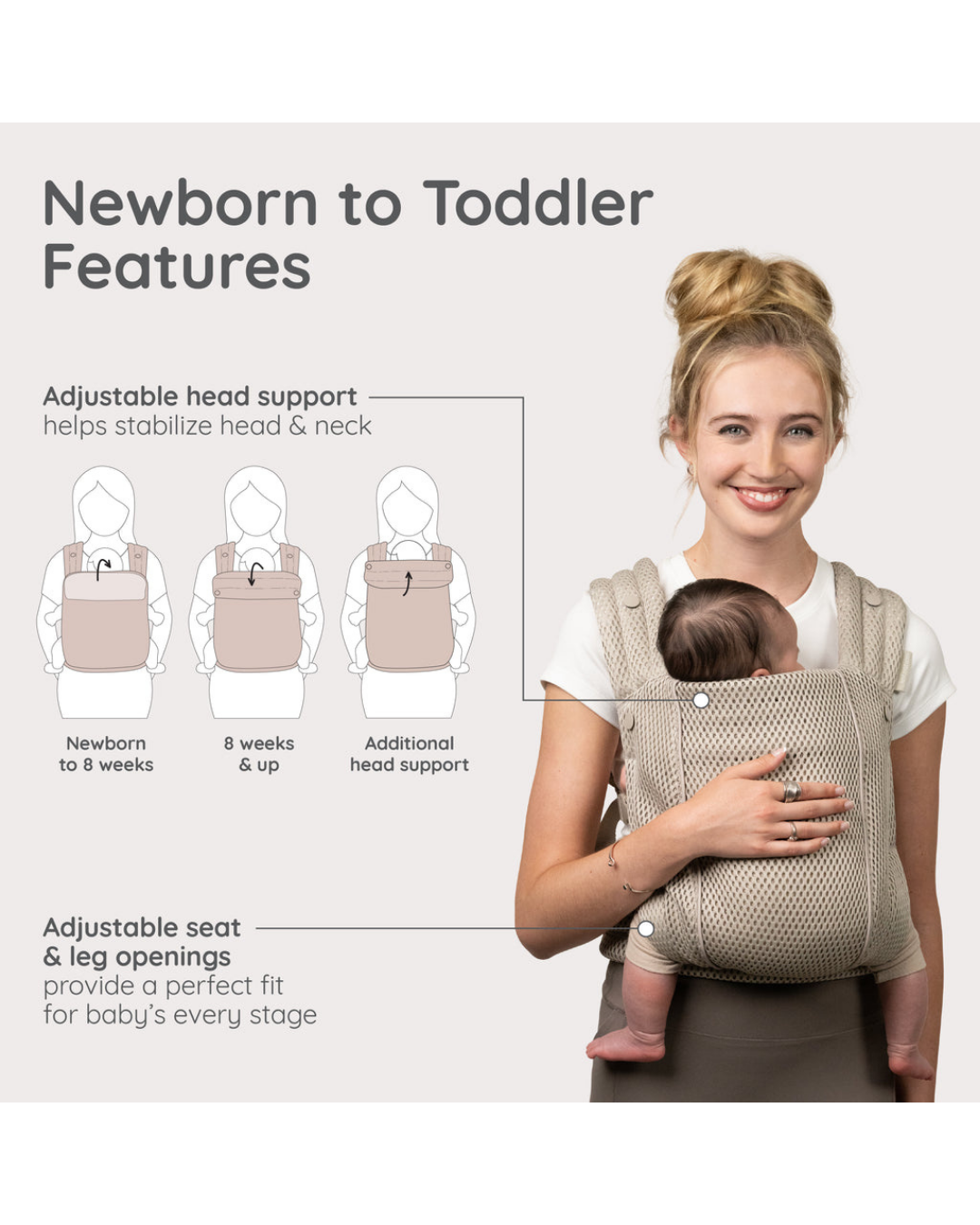 PORTABEBÉ HONEY BLOSSOM AIRY INFANTINO
 7-40 LBS