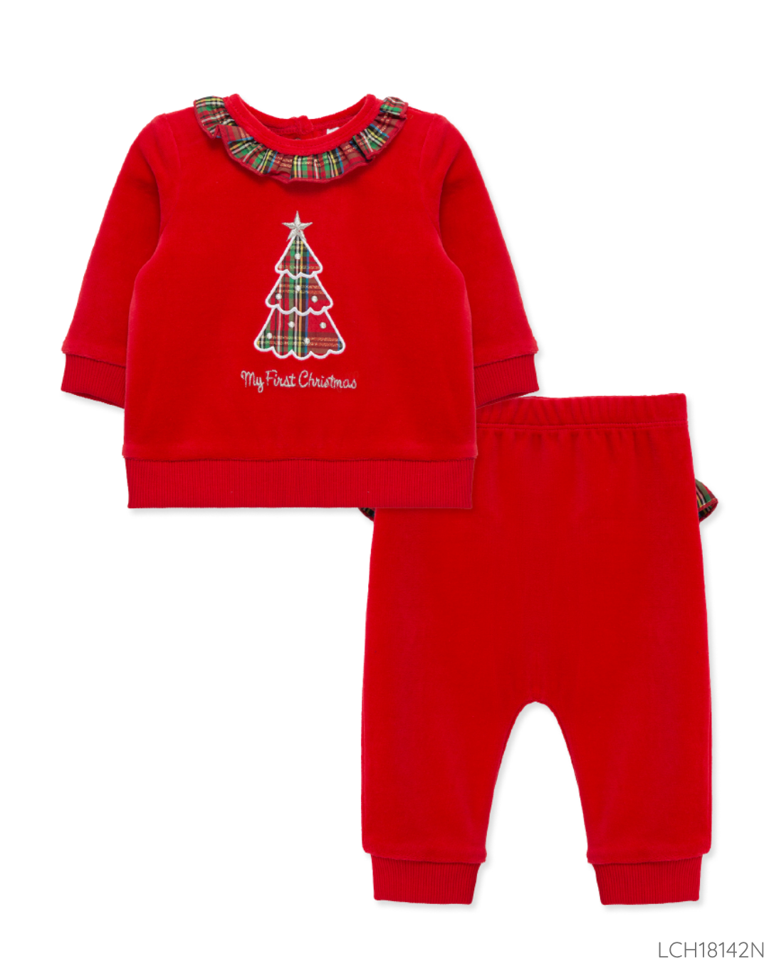 TRAJE 1ST CHRISTMAS ROJO TERCIOPELO