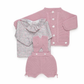 CONJUNTO TEJIDO 3 PZS ROSA SUAVE FLORES
