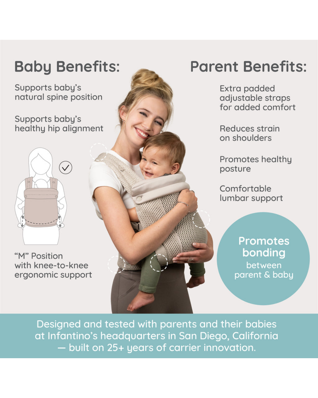 PORTABEBÉ HONEY BLOSSOM AIRY INFANTINO
 7-40 LBS