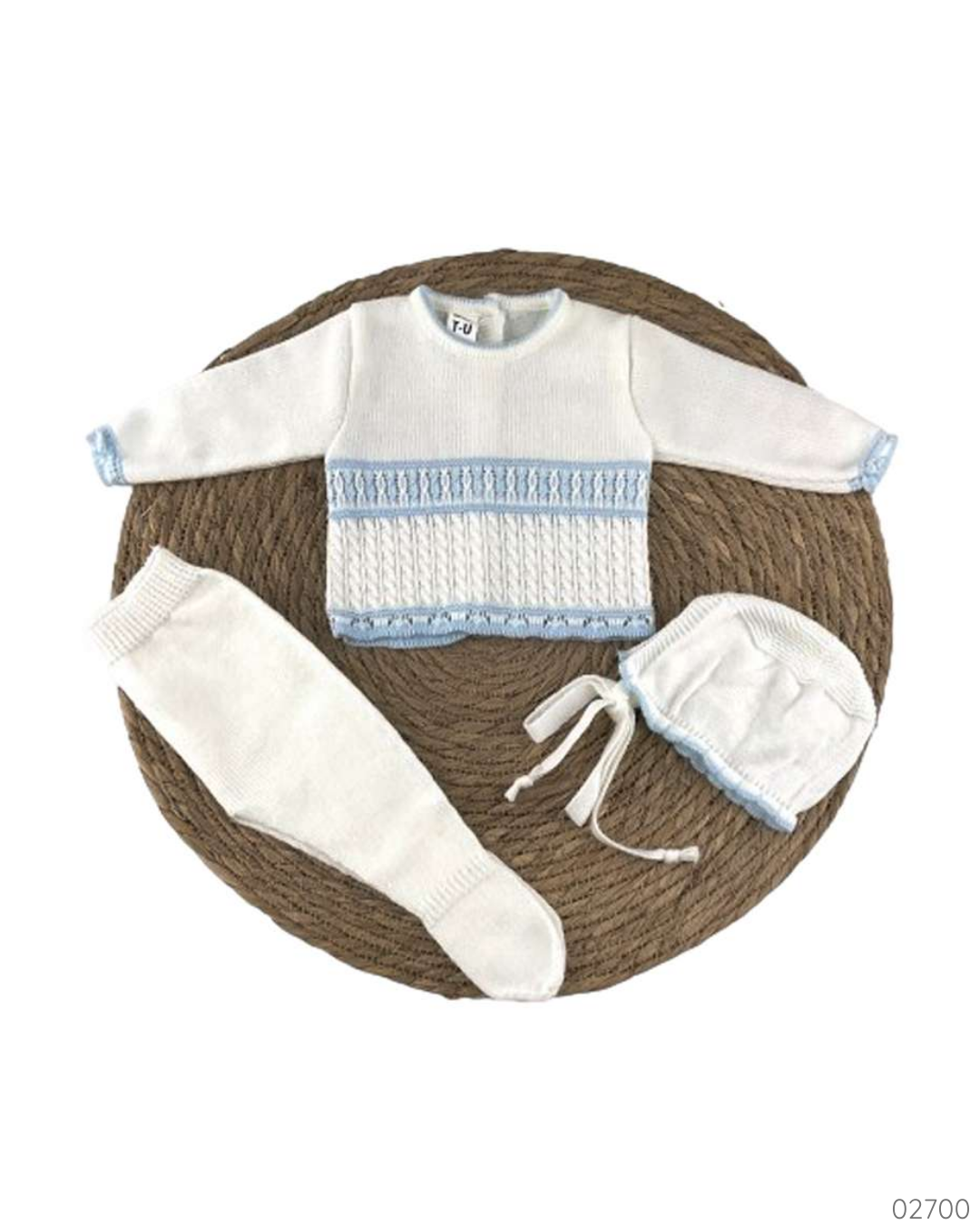 TRAJE TEJIDO BLANCO AZUL