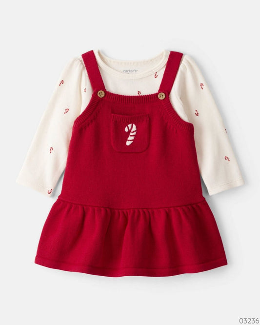 VESTIDO ROJO DE BASTON NAVIDEÑO