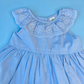 VESTIDO AZUL BORDADO BLANCO