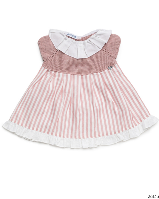 VESTIDO TEJIDO RAYAS ROSA BLANCO