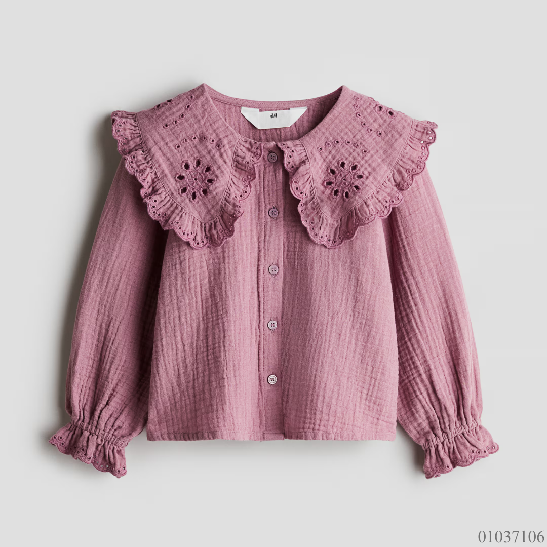 CAMISA ROSADA BORDADA H&M NIÑA