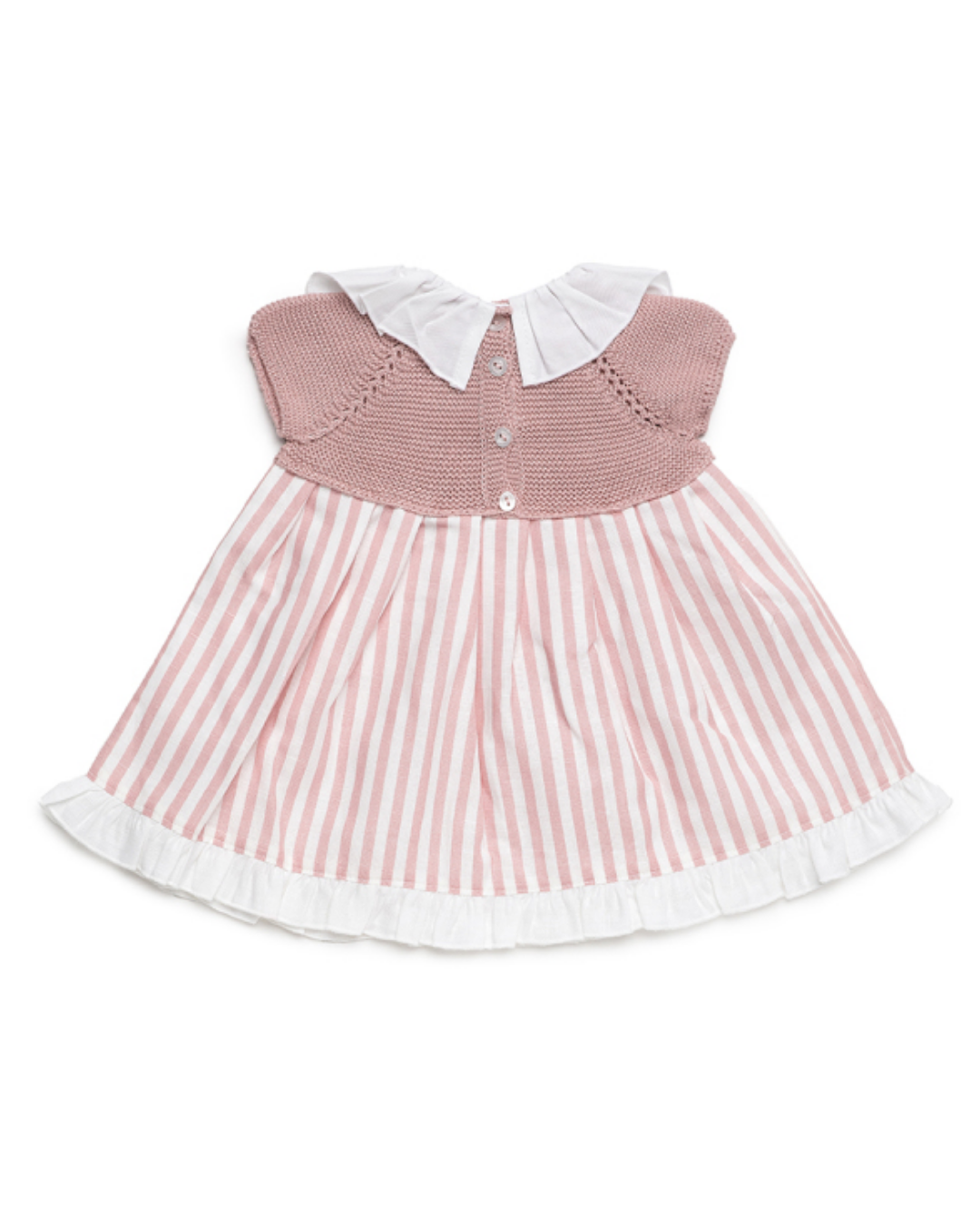 VESTIDO TEJIDO RAYAS ROSA BLANCO