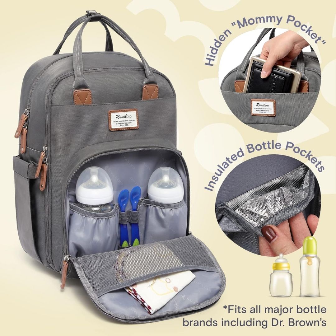 PAÑALERA GRIS OSCURO RUVALINO MOCHILA