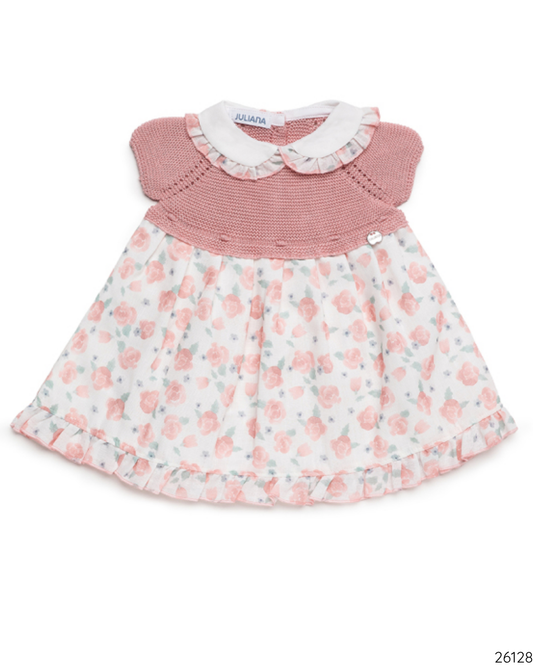 VESTIDO TEJIDO ROSA FLORES