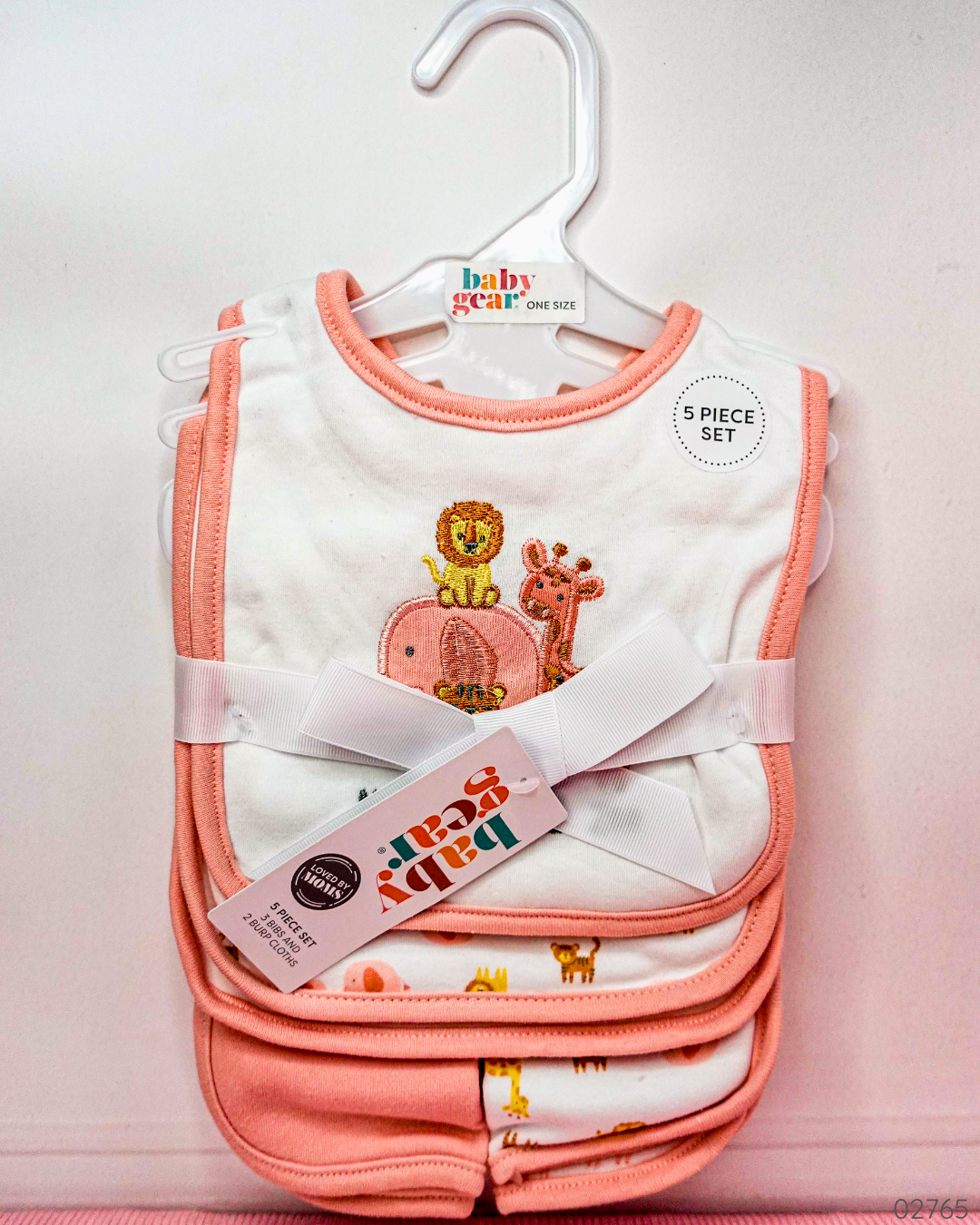 SET DE 3 BABEROS + 2 SALIVEROS EFELANTE ROSA