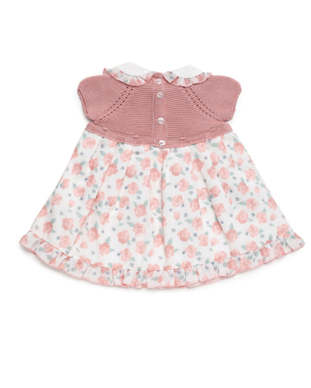 VESTIDO TEJIDO ROSA FLORES