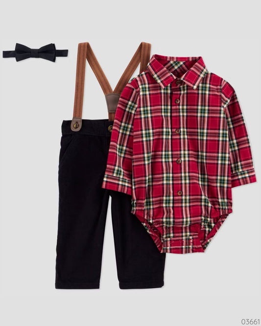 TRAJE FORMAL 3PZ CORBATIN ROJO Y NEGRO