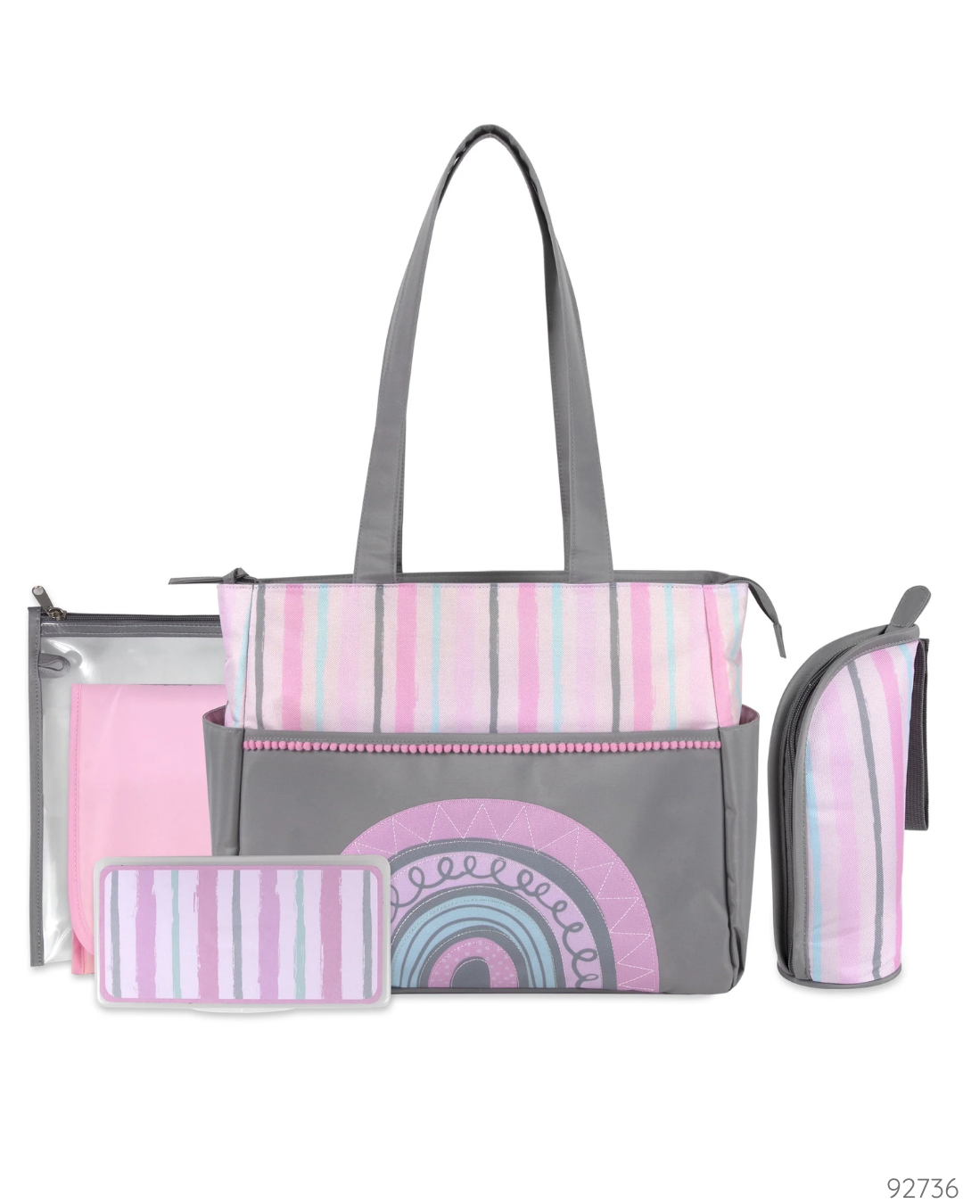 PAÑALERA BABAY ESSENTIAL ROSADA GRIS ARCOIRIS
