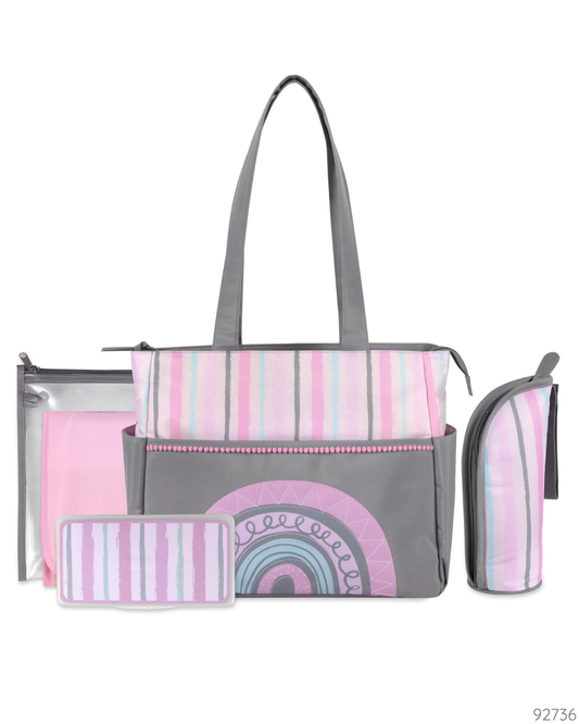 PAÑALERA BABAY ESSENTIAL ROSADA GRIS ARCOIRIS