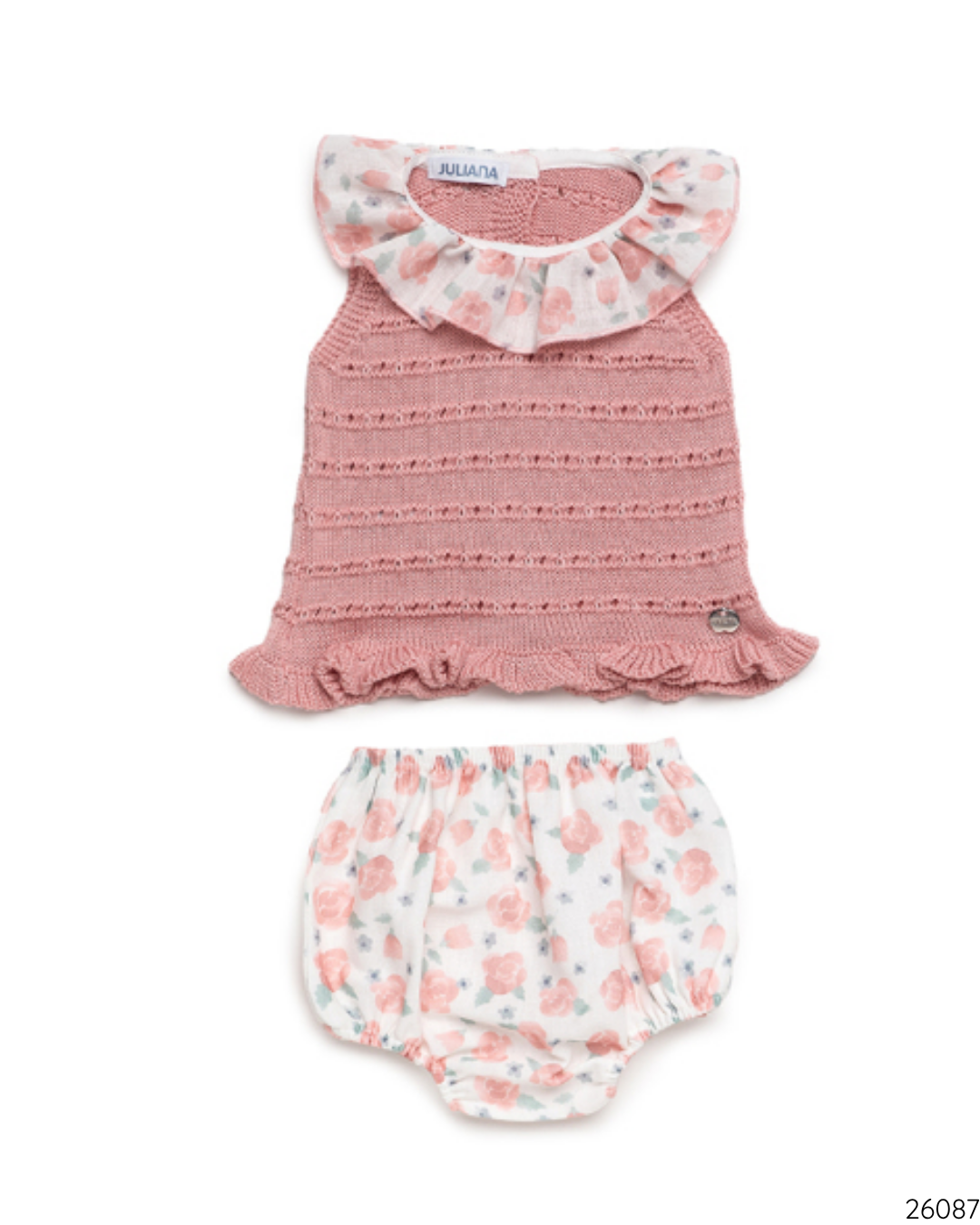 CONJUNTO TEJIDO ROSA FLORES
