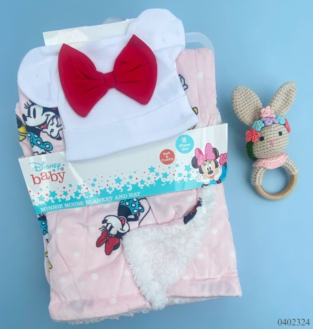 COLCHA Y GORRO BLANCO MINNIE