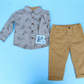 TRAJE NIÑO CAMISA FORMAL GRIS DINOSAURIOS