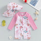TRAJE DE BAÑO SIRENITA ROSA C/GORRO