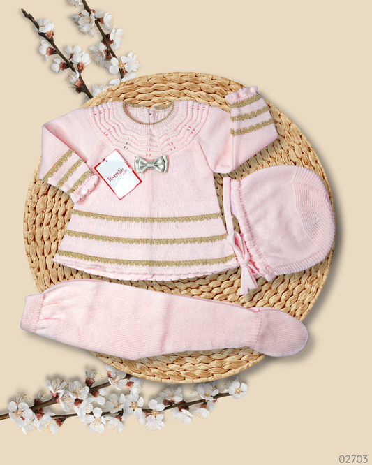 TRAJE TEJIDO ROSADO DORADO 02703