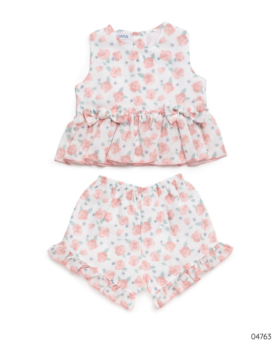 CONJUNTO ROSA Y BLANCO FLORES