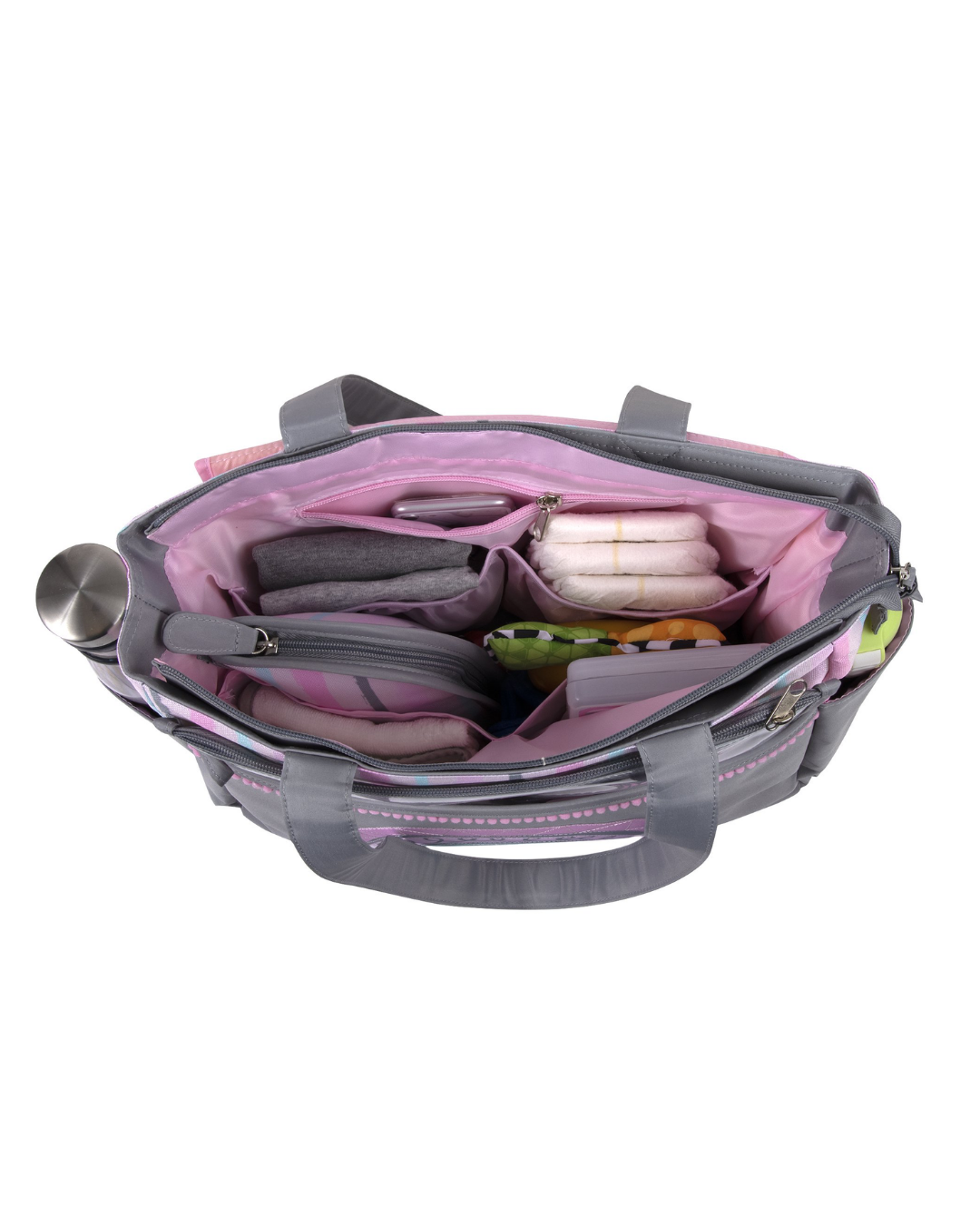 PAÑALERA BABAY ESSENTIAL ROSADA GRIS ARCOIRIS