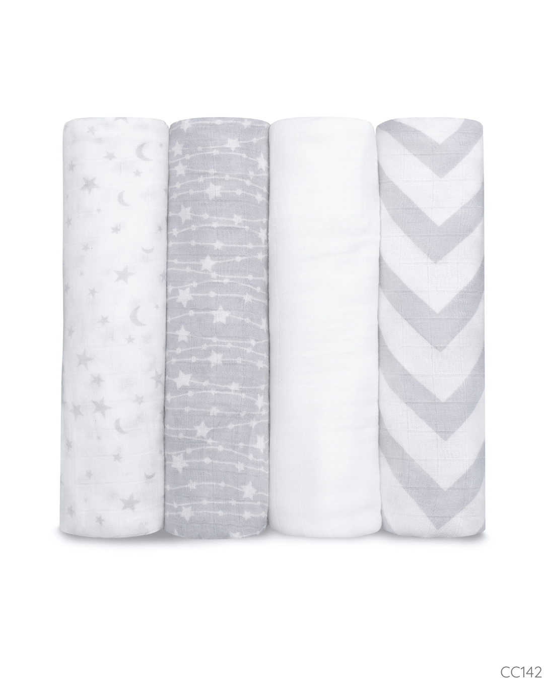 SABANAS MUSELINA GRIS BLANCO COMFYCUBS 4 PZS