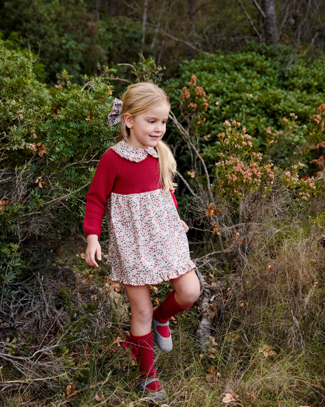 VESTIDO PUNTO ROJO FLORES