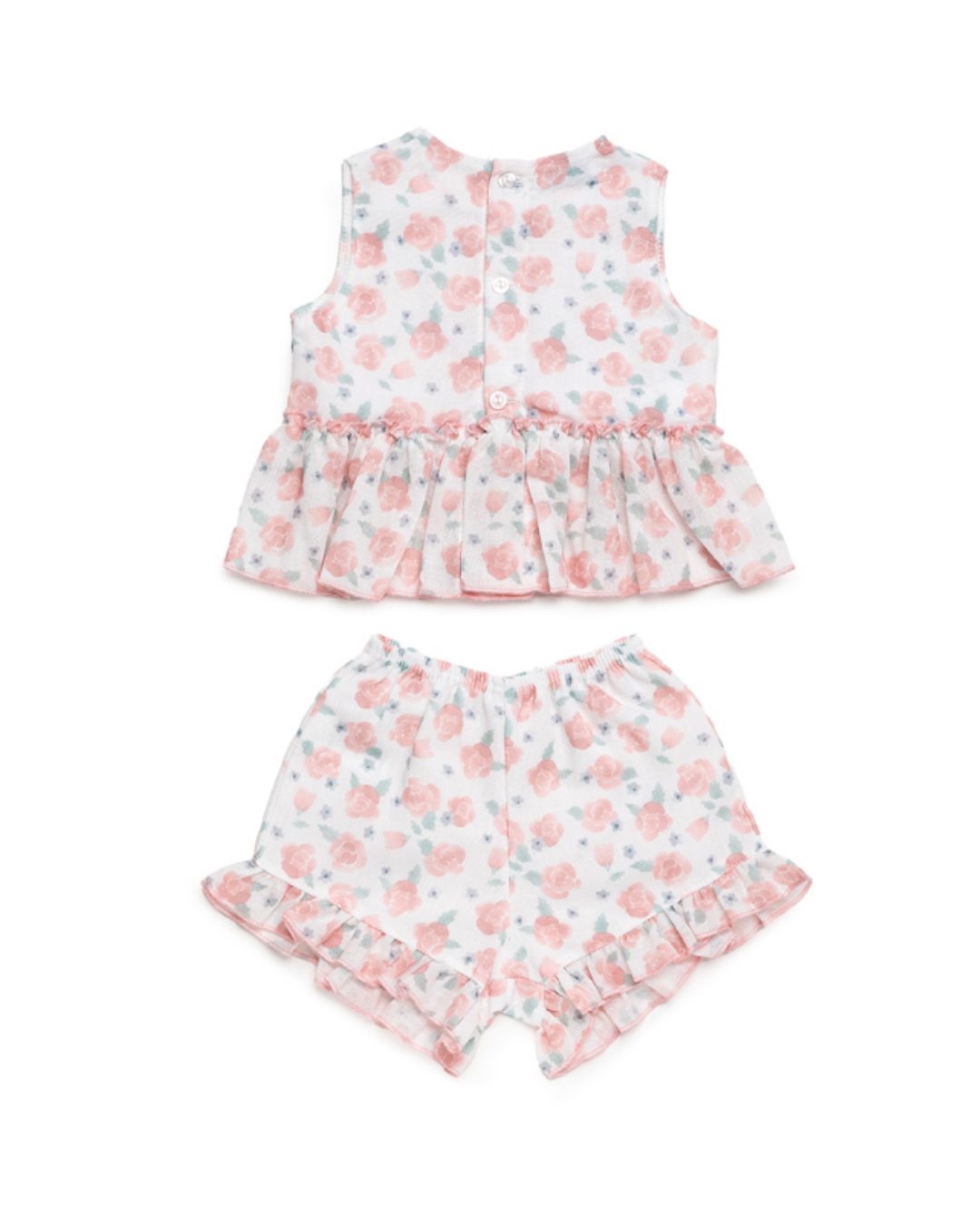 CONJUNTO ROSA Y BLANCO FLORES